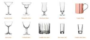 Cocktail glasses for hire in London